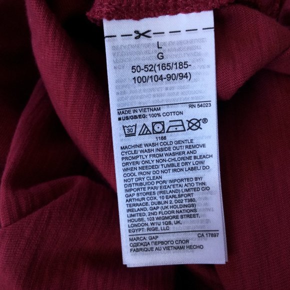 Gap Men's Short sleeve Large Henley Shirt Lived In Barn Red - Picture 8 of 9